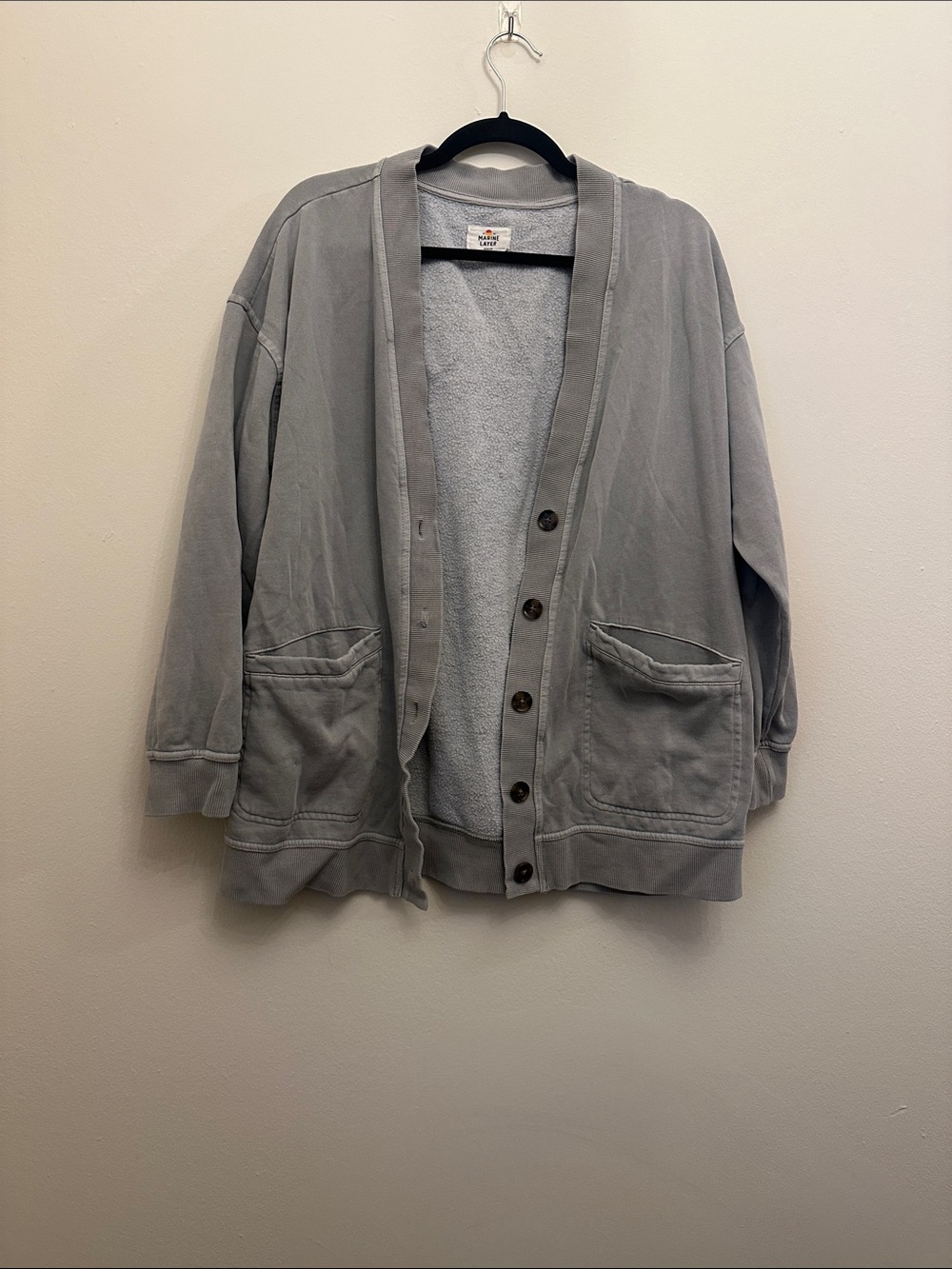 Marine Layer Light Gray Cloud Nine Cotton Blend Button-up Cardigan Sz M